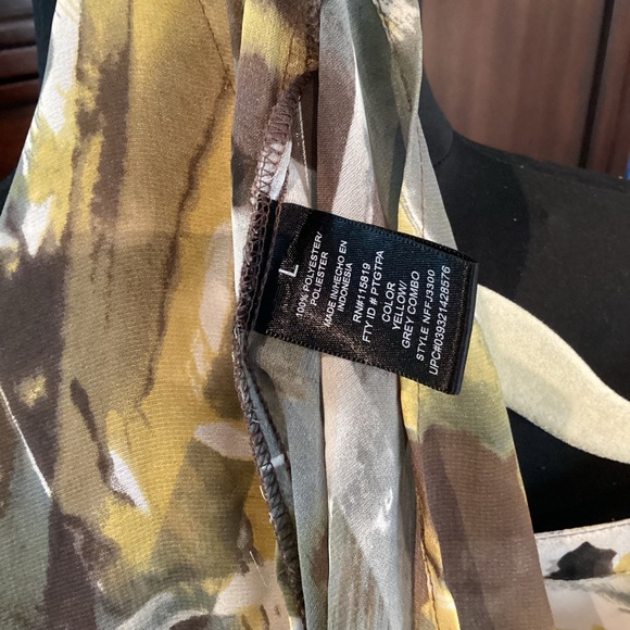 Nicole Miller Abstract Print flowy sheer pop over blouse. EUC - Picture 9 of 9